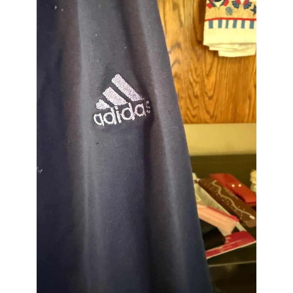 Adidas Navy Blue Purple Stripe Wide Leg Athletic Track Pants Womens Medium - Picture 3 of 6